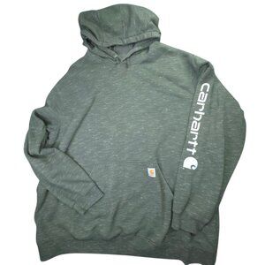 Carhartt Hoodie Sweatshirt Mens 4XL Tall Green Loose Fit Graphic Logo Midweight